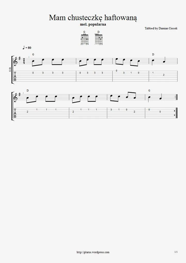 Proste piosenki na gitarę